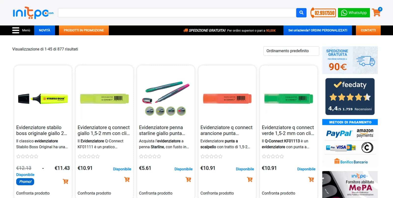 Elenco prodotti di Initpc.it con prezzi, promozioni e disponibilità: dati che arrivano dal gestionale proprietario, non inseriti a mano