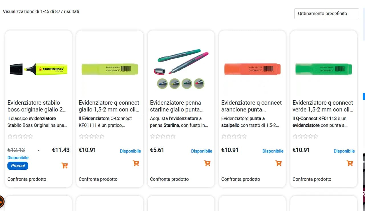 Elenco prodotti di una categoria di Initpc.it con prezzi e disponibilità sincronizzati dal gestionale