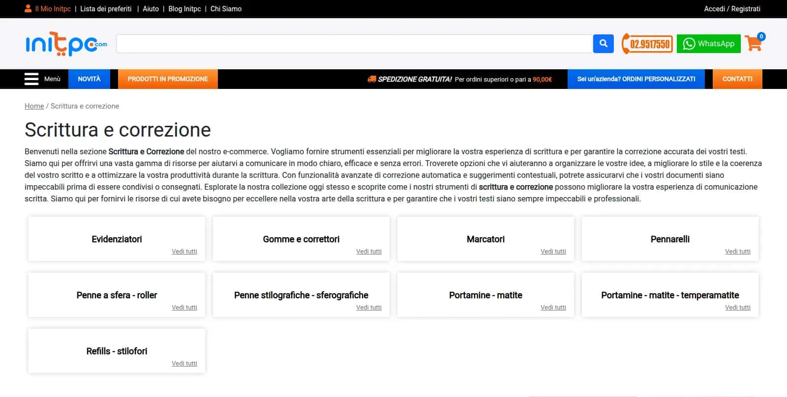 Pagina di categoria di Initpc.it con breadcrumb e sottocategorie: la struttura di URL attuale, erede di sedici anni di indirizzi