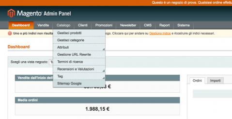 Sitemap dell'e-commerce Magento