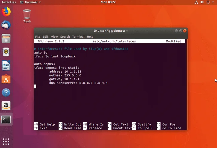 Network IP address configuration
