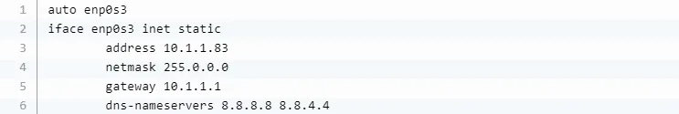 Configuring the static IP address using the interfaces file