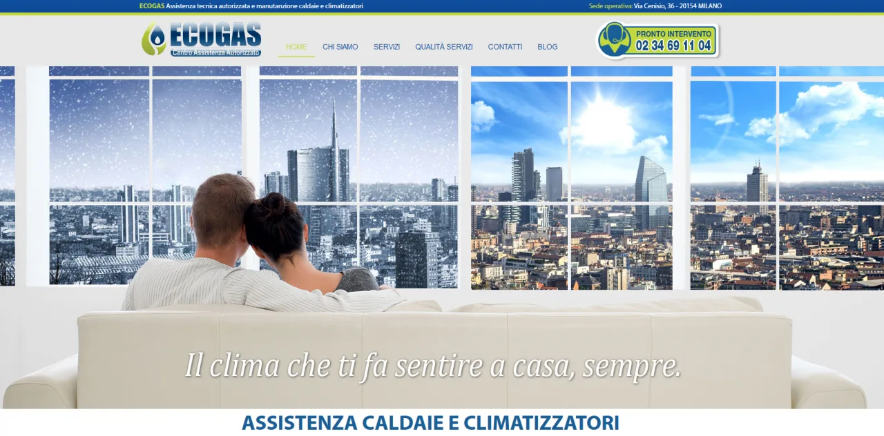 Homepage of the new Joomla website built by TN Solutions for Ecogas S.r.l.