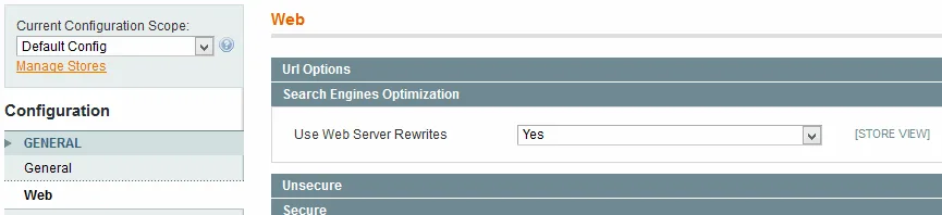 Configuring SEO-friendly URLs in the Magento admin panel