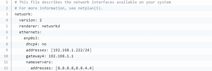 Configurazione indirizzo IP statico